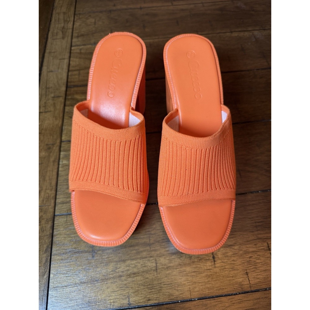 Women's Orange Cuccoo Block Heel  Slide Shoes Size‎ 5.5 US 36 EU FIT 7.5